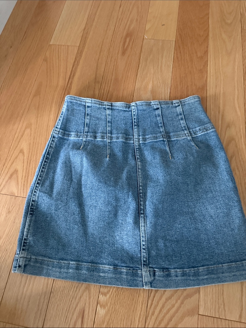 We The Free Light Blue Denim Mini Skirt